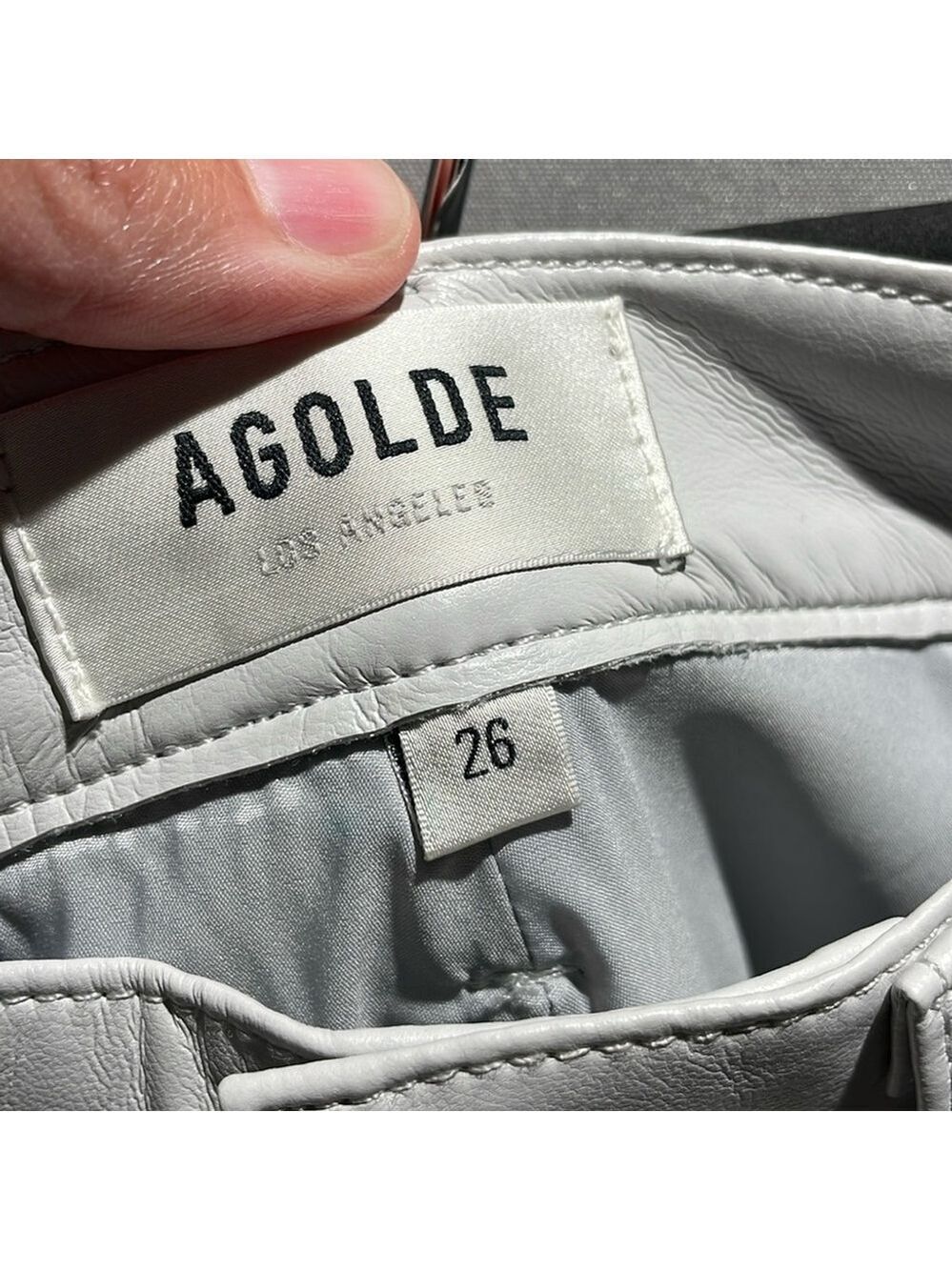 NEW AGOLDE Recycled Leather 90's Pinch Waist Jeans Size 26 in Wisp (Dove Grey) - Picture 10 of 10